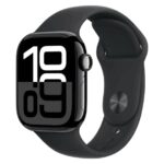 Apple Watch Series 10 Cellular 46mm Jet Black Aluminum Case with Black Sport Loop