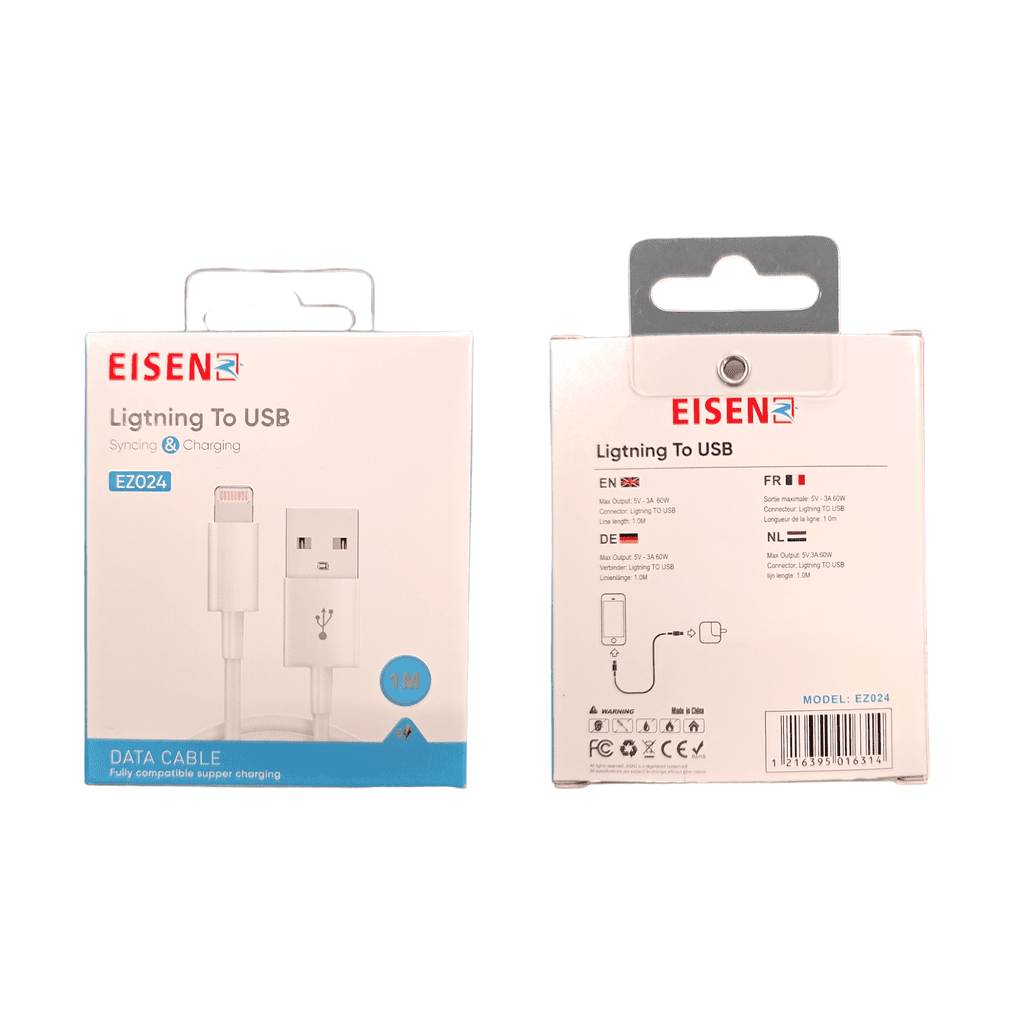 Eisenz 1M USB to Lightning Cable (1M) - EZ024 Eisenz 1M USB to Lightning Cable (1M) - EZ024