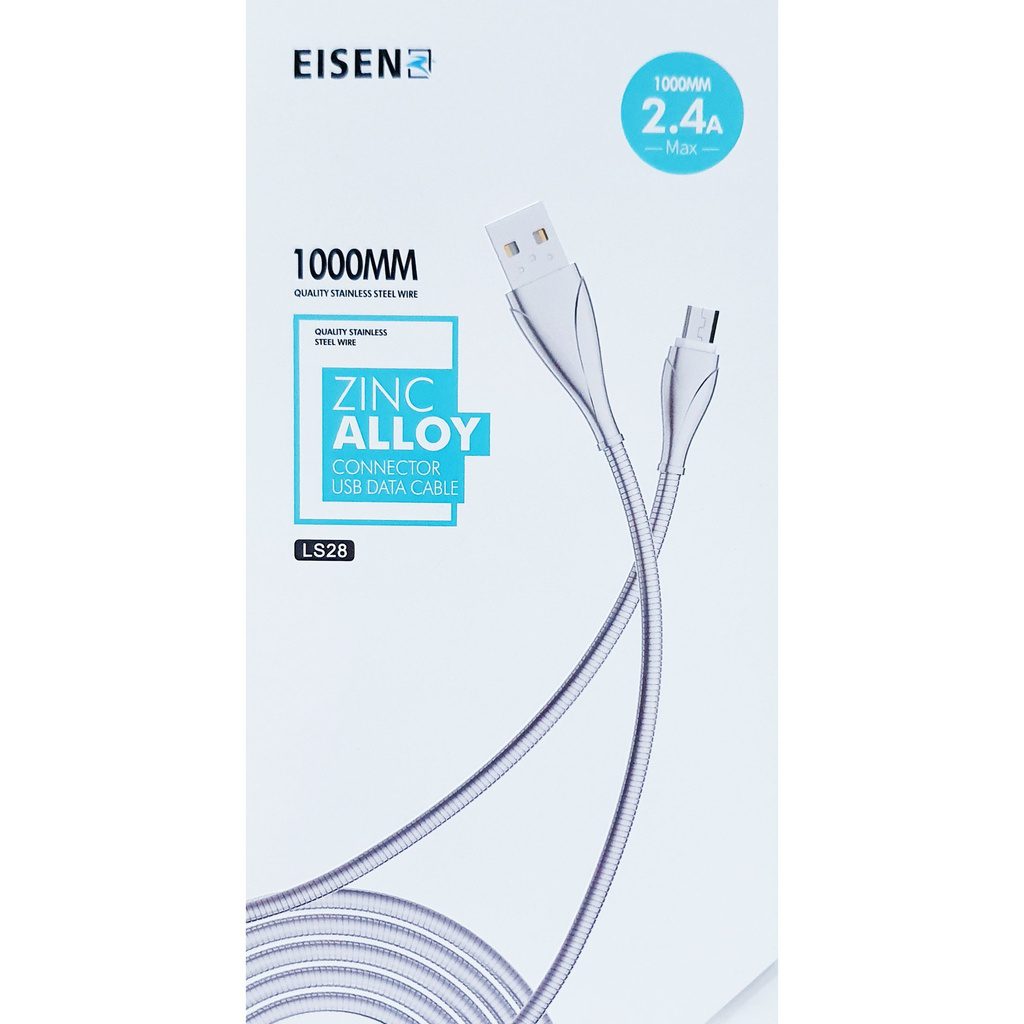 Eisenz 2.4A USB to Lightning Data Cable 1m Zinc Alloy Braided - LS28 Eisenz 2.4A USB to Lightning Data Cable 1m Zinc Alloy Braided - LS28
