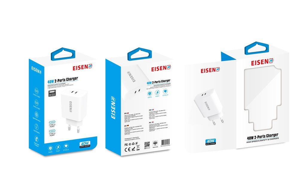 Eisenz 40W Fast Charger 2 PD Adapter - EZ40W06 Eisenz 40W Fast Charger 2 PD Adapter - EZ40W06