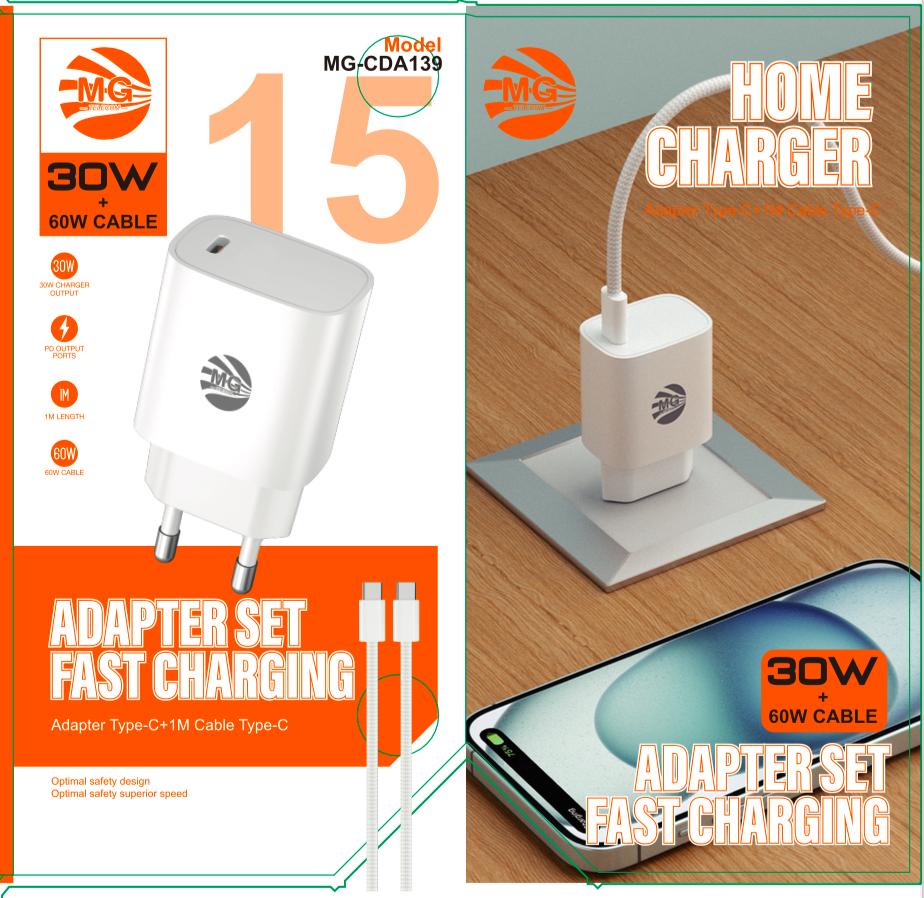 MG CDA139 Chargeur 30W + 60W Type-C vers Type-C MG CDA139 Chargeur 30W + 60W Type-C vers Type-C