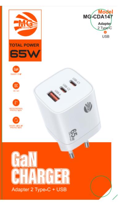 MG – Adapter With Cable – 30W Adapter Super Fast Charging White 2 Port Type C 1 Port USB CDA147 MG – Adapter With Cable – 30W Adapter Super Fast Charging White 2 Port Type C 1 Port USB CDA147