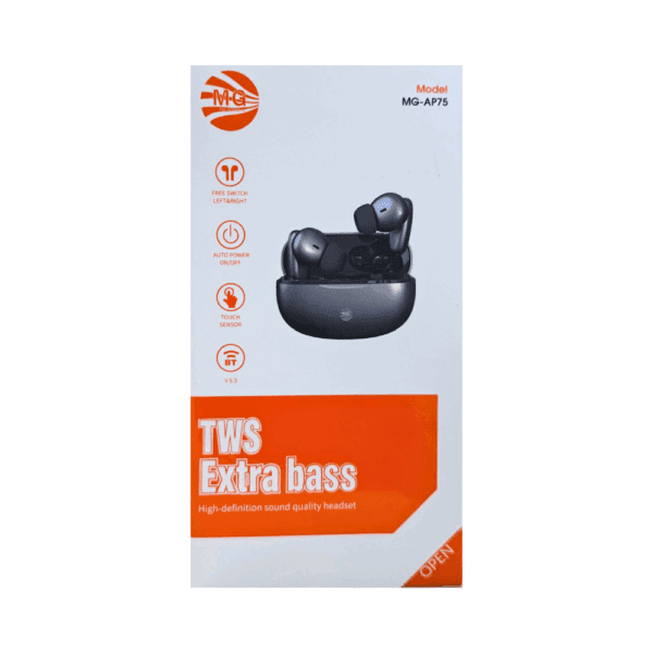 MG – Wireless Earphones AP75 – Wireless Earphones – High Sound Quality – Black MG AP75 MG – Wireless Earphones AP75 – Wireless Earphones – High Sound Quality – Black MG AP75