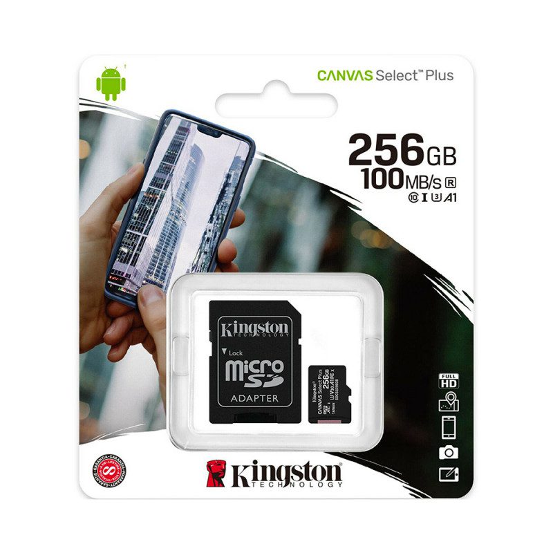 Memory Card Kingston Canvas Select Plus 256 Go - Micro SDHC + Adaptateur SD (Original) Memory Card Kingston Canvas Select Plus 256 Go - Micro SDHC + Adaptateur SD (Original)