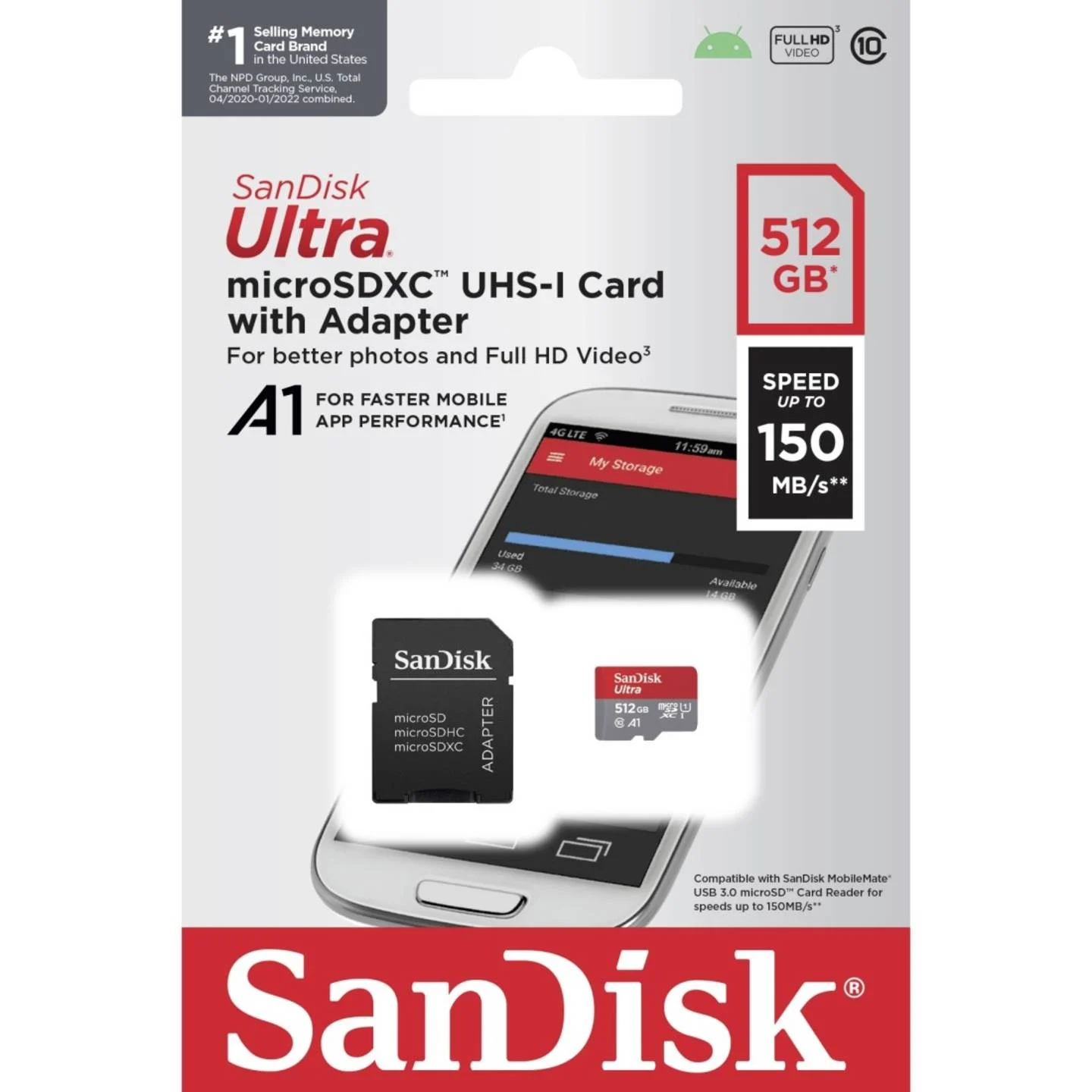 Sandisk Ultra Micro SD 512Gb C10 Uhs sdxc 150 Sandisk Ultra Micro SD 512Gb C10 Uhs sdxc 150